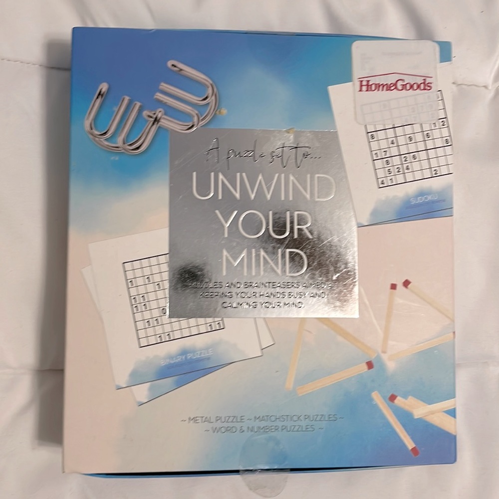 NIB - Unwind Your Mind - Metal Puzzle - Matchstick Puzzles - Word & # Puzzles